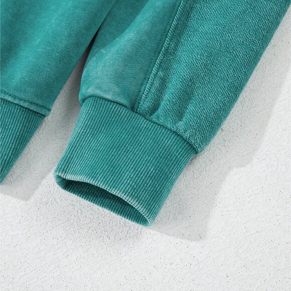 Skobeloff Solid Color Notched Neck Drop Shoulder Sweatshirt - Picture 8 of 11